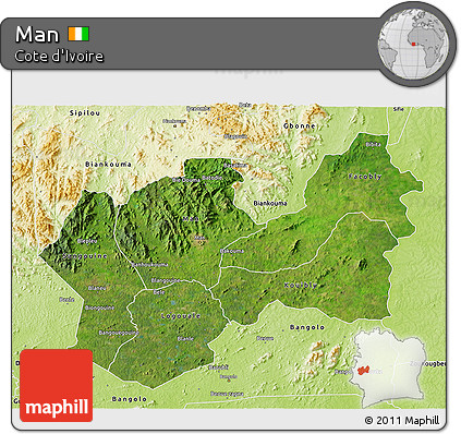 Satellite 3D Map of Man, physical outside