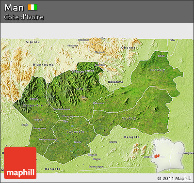 Satellite 3D Map of Man, physical outside