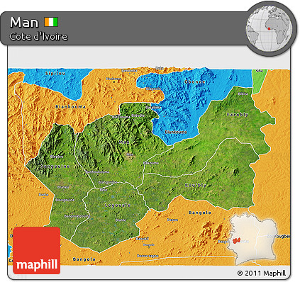 Satellite 3D Map of Man, political outside
