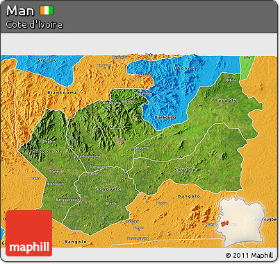 Satellite 3D Map of Man, political outside