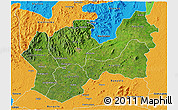 Satellite 3D Map of Man, political outside