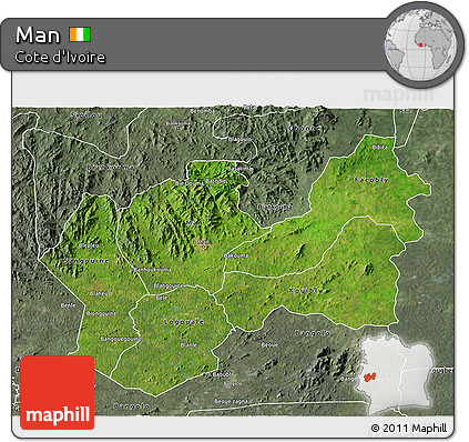 Satellite 3D Map of Man, semi-desaturated