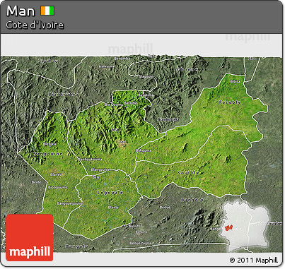 Satellite 3D Map of Man, semi-desaturated