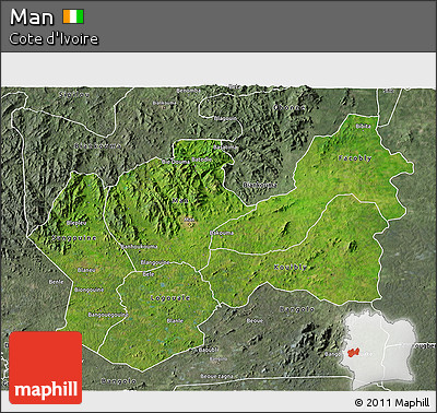 Satellite 3D Map of Man, semi-desaturated