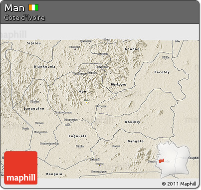 Shaded Relief 3D Map of Man