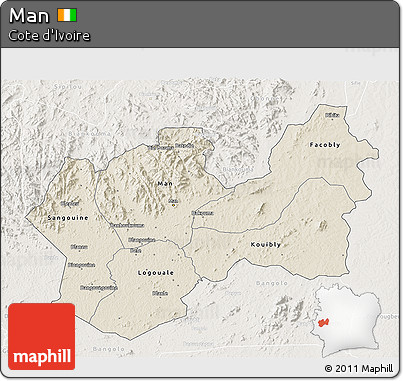 Shaded Relief 3D Map of Man, lighten