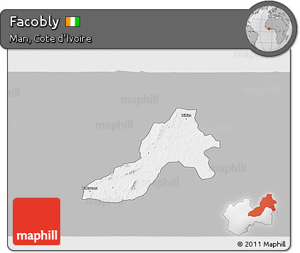 Gray 3D Map of Facobly, single color outside
