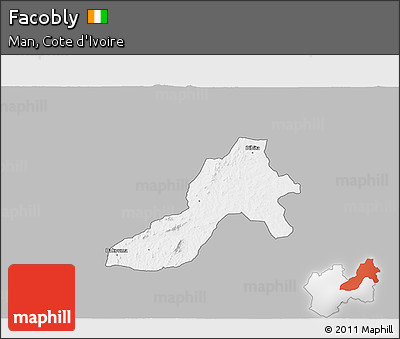 Gray 3D Map of Facobly, single color outside
