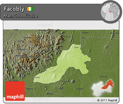 Physical 3D Map of Facobly, darken