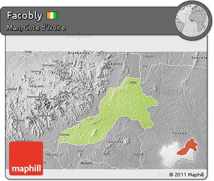 Physical 3D Map of Facobly, desaturated