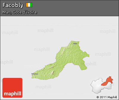 Physical 3D Map of Facobly, single color outside