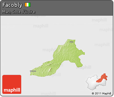 Physical 3D Map of Facobly, single color outside