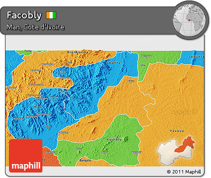 Political 3D Map of Facobly