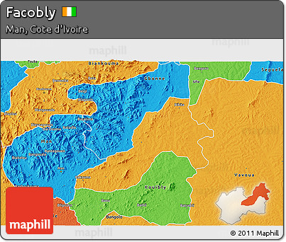 Political 3D Map of Facobly