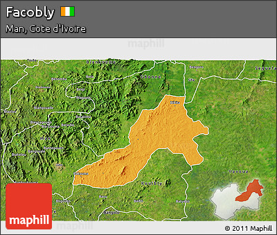 Political 3D Map of Facobly, satellite outside