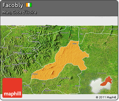 Political 3D Map of Facobly, satellite outside