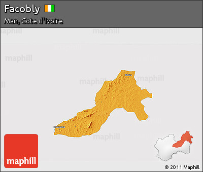 Political 3D Map of Facobly, single color outside