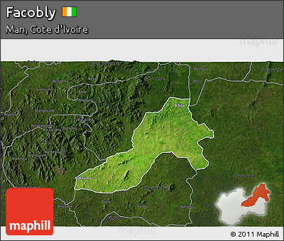 Satellite 3D Map of Facobly, darken