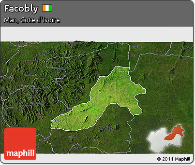 Satellite 3D Map of Facobly, darken