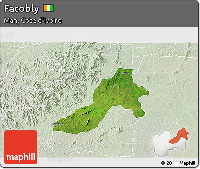 Satellite 3D Map of Facobly, lighten