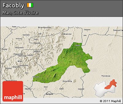 Satellite 3D Map of Facobly, shaded relief outside