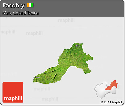 Satellite 3D Map of Facobly, single color outside