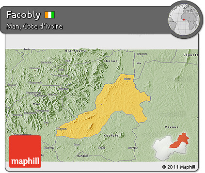 Savanna Style 3D Map of Facobly