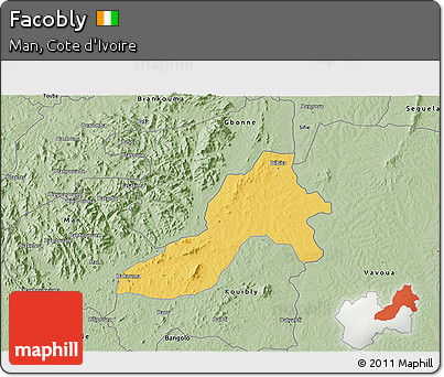 Savanna Style 3D Map of Facobly