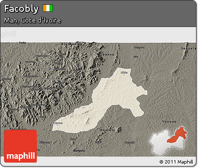 Shaded Relief 3D Map of Facobly, darken