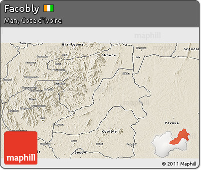 Shaded Relief 3D Map of Facobly