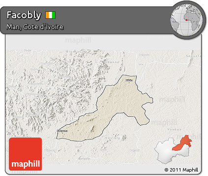 Shaded Relief 3D Map of Facobly, lighten