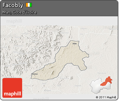Shaded Relief 3D Map of Facobly, lighten