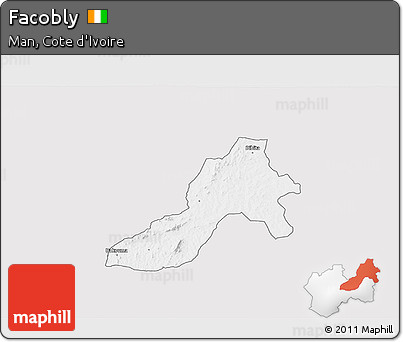 Silver Style 3D Map of Facobly, single color outside
