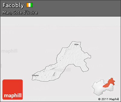Silver Style 3D Map of Facobly, single color outside