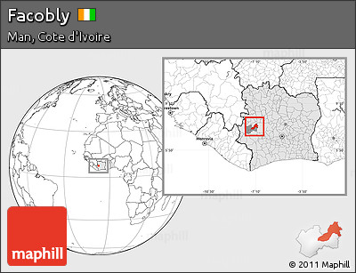 Blank Location Map of Facobly, highlighted country, highlighted parent region