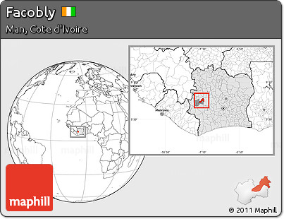 Blank Location Map of Facobly, highlighted country, highlighted parent region