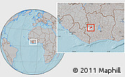 Gray Location Map of Facobly, highlighted parent region, hill shading