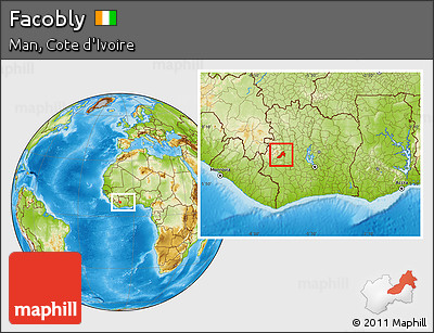 Physical Location Map of Facobly, within the entire country