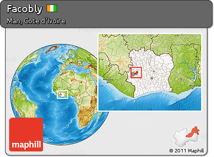 Physical Location Map of Facobly, highlighted country, highlighted parent region, within the entire country