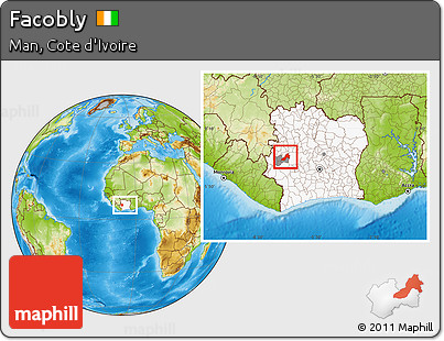 Physical Location Map of Facobly, highlighted country, highlighted parent region, within the entire country