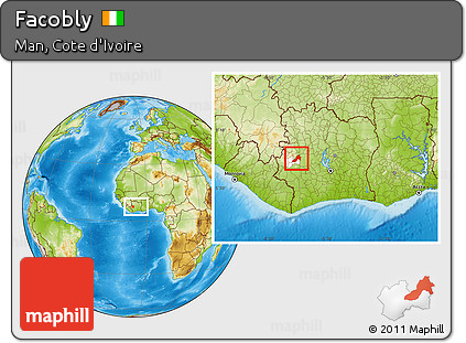 Physical Location Map of Facobly, highlighted parent region, within the entire country
