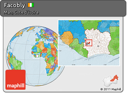 Political Location Map of Facobly, highlighted country, highlighted parent region