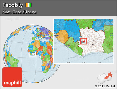Political Location Map of Facobly, highlighted country, highlighted parent region