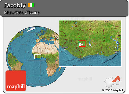 Satellite Location Map of Facobly, highlighted parent region, within the entire country