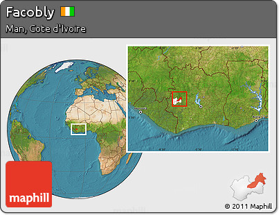 Satellite Location Map of Facobly, highlighted parent region, within the entire country