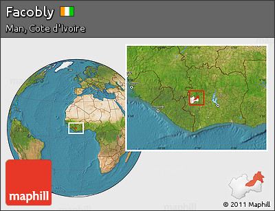 Satellite Location Map of Facobly, highlighted parent region