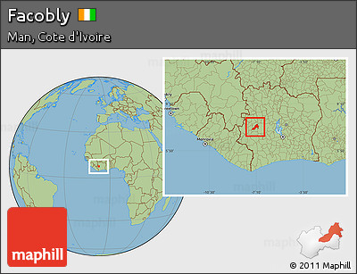 Savanna Style Location Map of Facobly