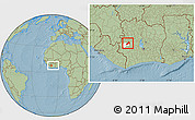 Savanna Style Location Map of Facobly, highlighted parent region, within the entire country, hill shading