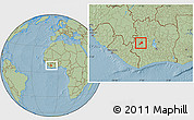 Savanna Style Location Map of Facobly, hill shading