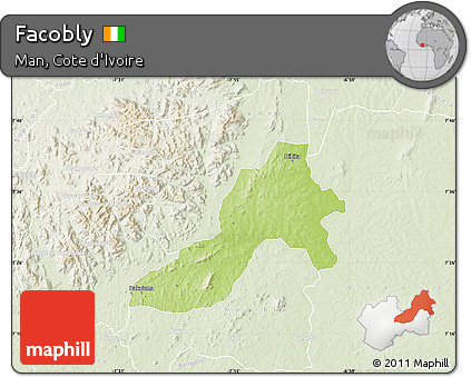Physical Map of Facobly, lighten